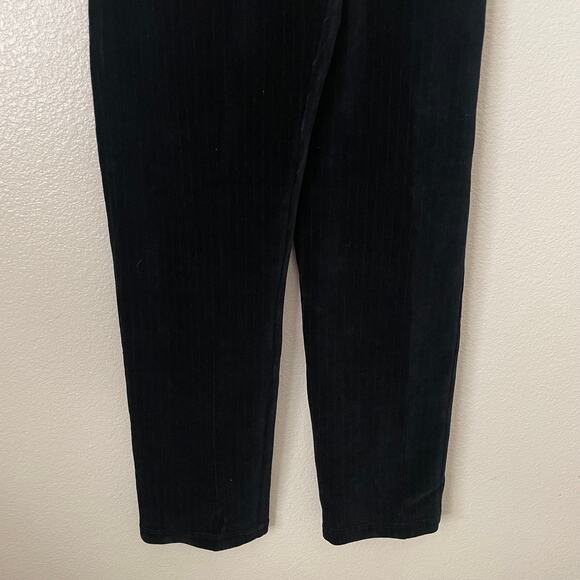 St. John Sport Marie Gray Pants Womens Petite Black Velvet Striped Straight Leg - Picture 5 of 13
